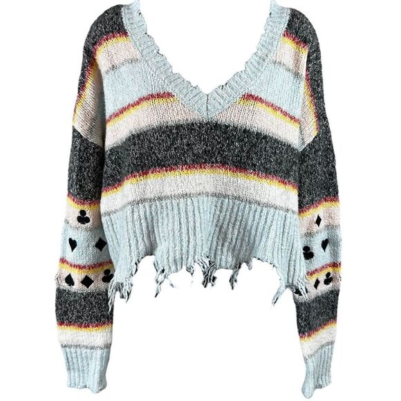 Wildfox Harester Spade Fair Isle Cropped Sweater - Picture 1 of 11